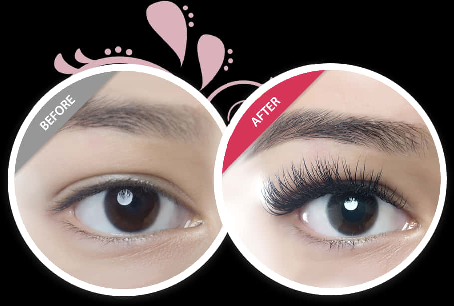 Eyelash Enhancement Comparison PNG Image