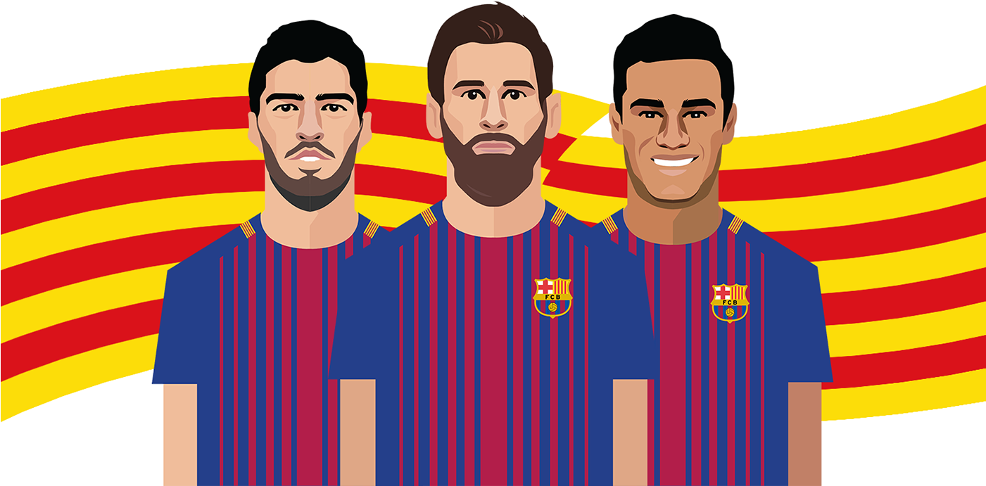 F C Barcelona Players Illustration PNG Image