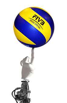 F I V B Volleyball Balancingon Robot Finger PNG Image