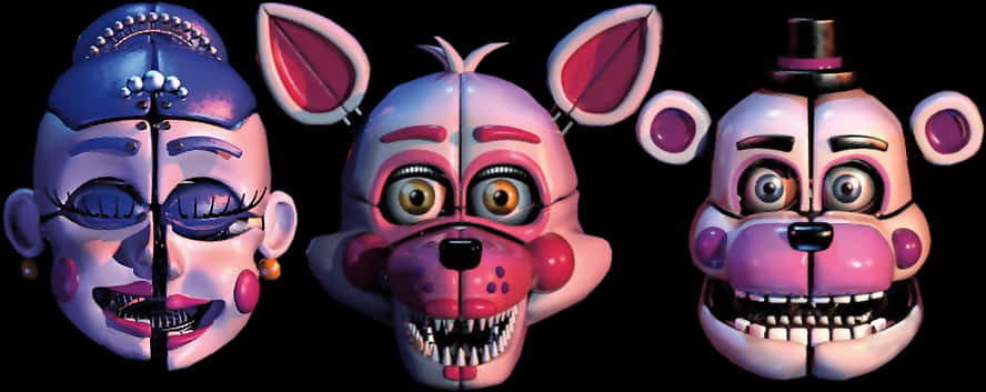 F N A F Animatronic Faces PNG Image