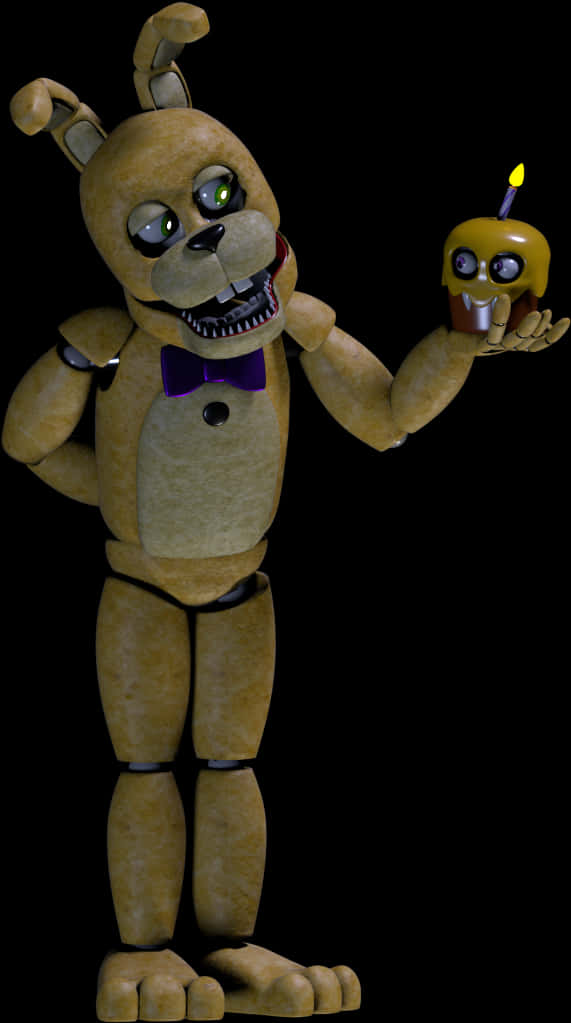 F N A F_ Freddy_ Fazbear_ Holding_ Cupcake PNG Image