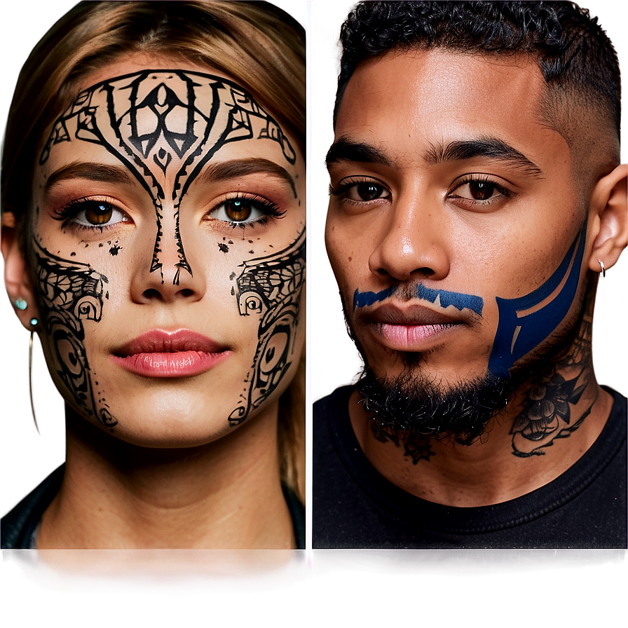 Face Tattoo For Couples Png Jio PNG Image