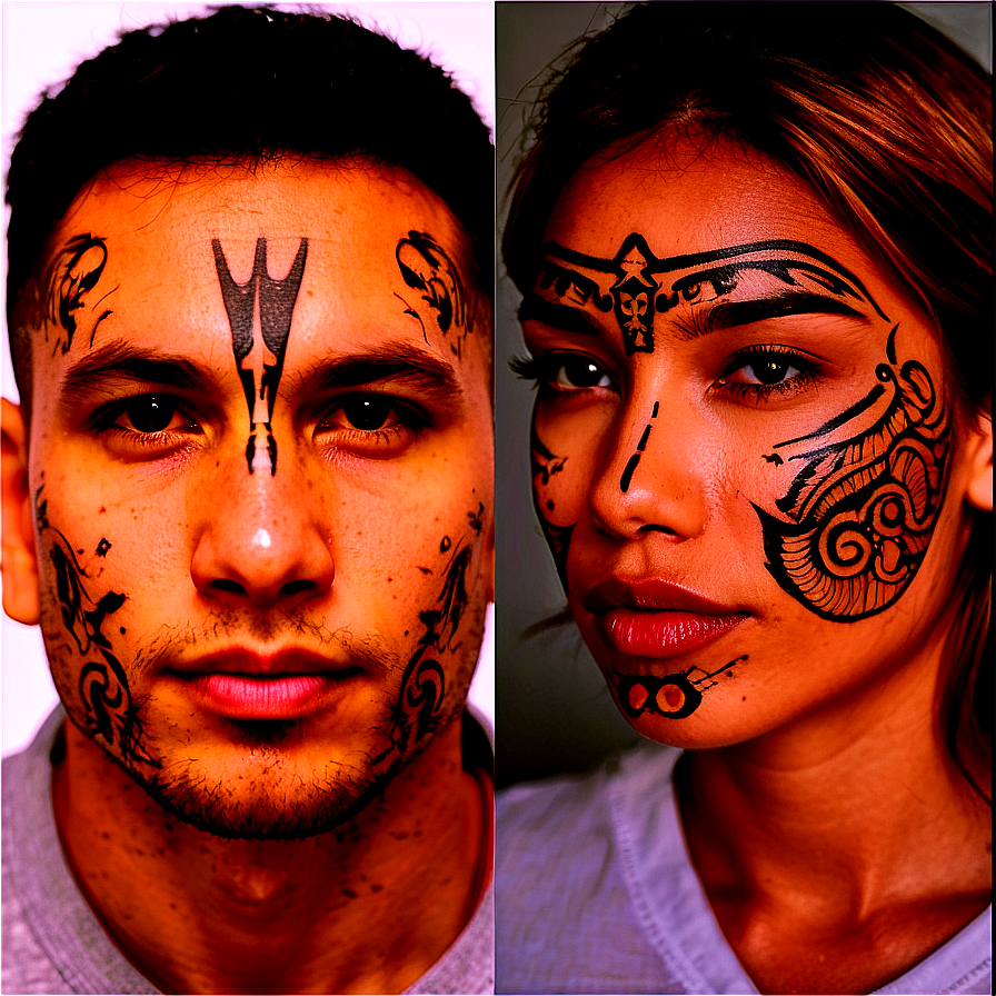 Face Tattoo For Couples Png Poo PNG Image