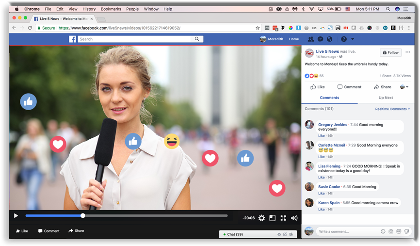 Facebook Live News Report Screenshot PNG Image