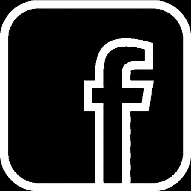 Facebook White Iconon Black Background PNG Image