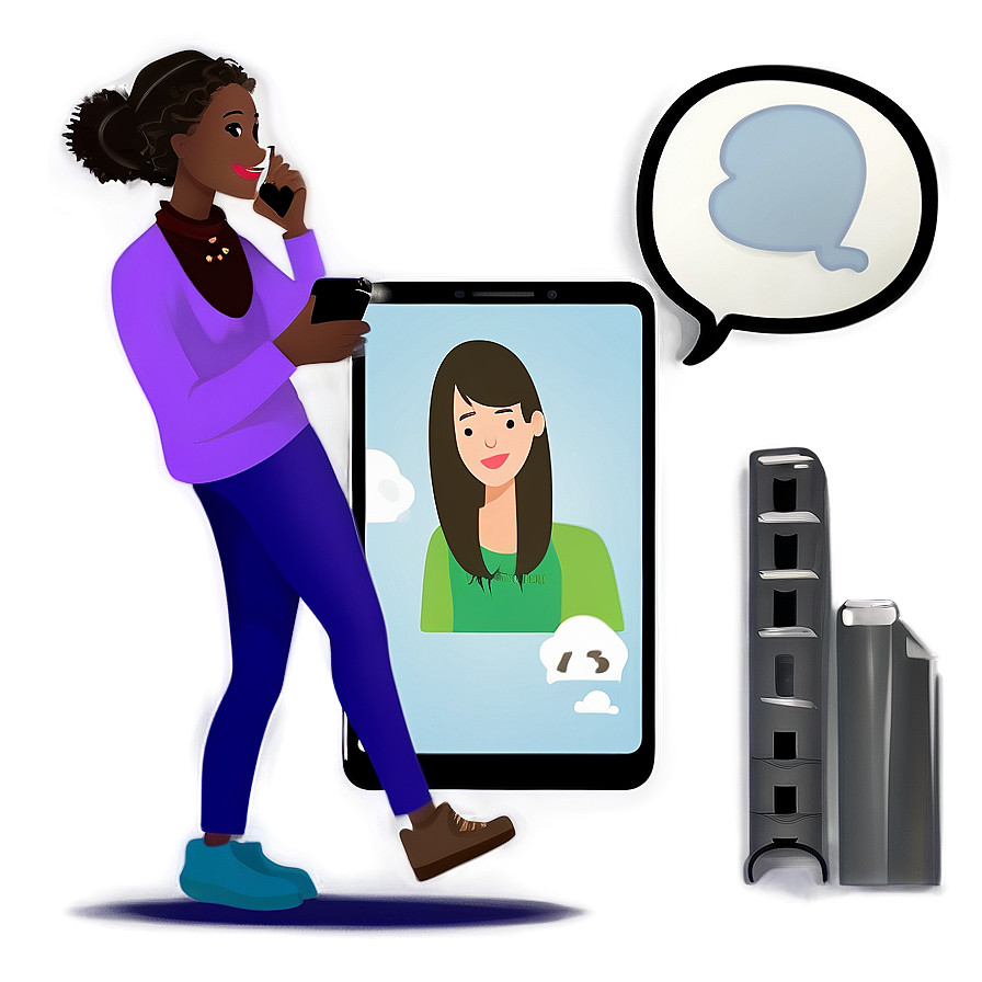 Facetime Call At Night Illustration Png 20 PNG Image