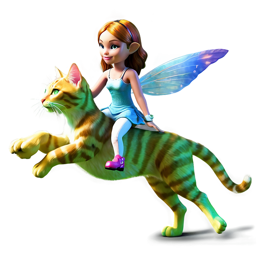 Fairy Riding A Cat Png Qyc PNG Image