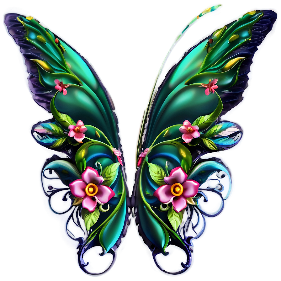 Fairy Wings With Floral Accents Png Toc PNG Image