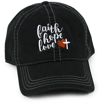 Faith Hope Love Embroidered Cap PNG Image