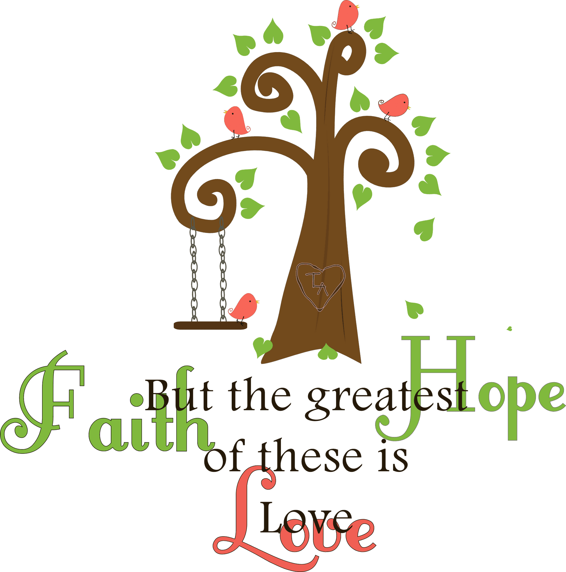 Faith Hope Love Tree Artwork PNG Image