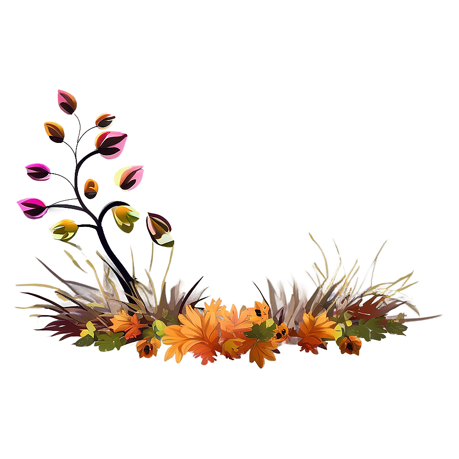 Fall Landscape Flowers Png Lic PNG Image