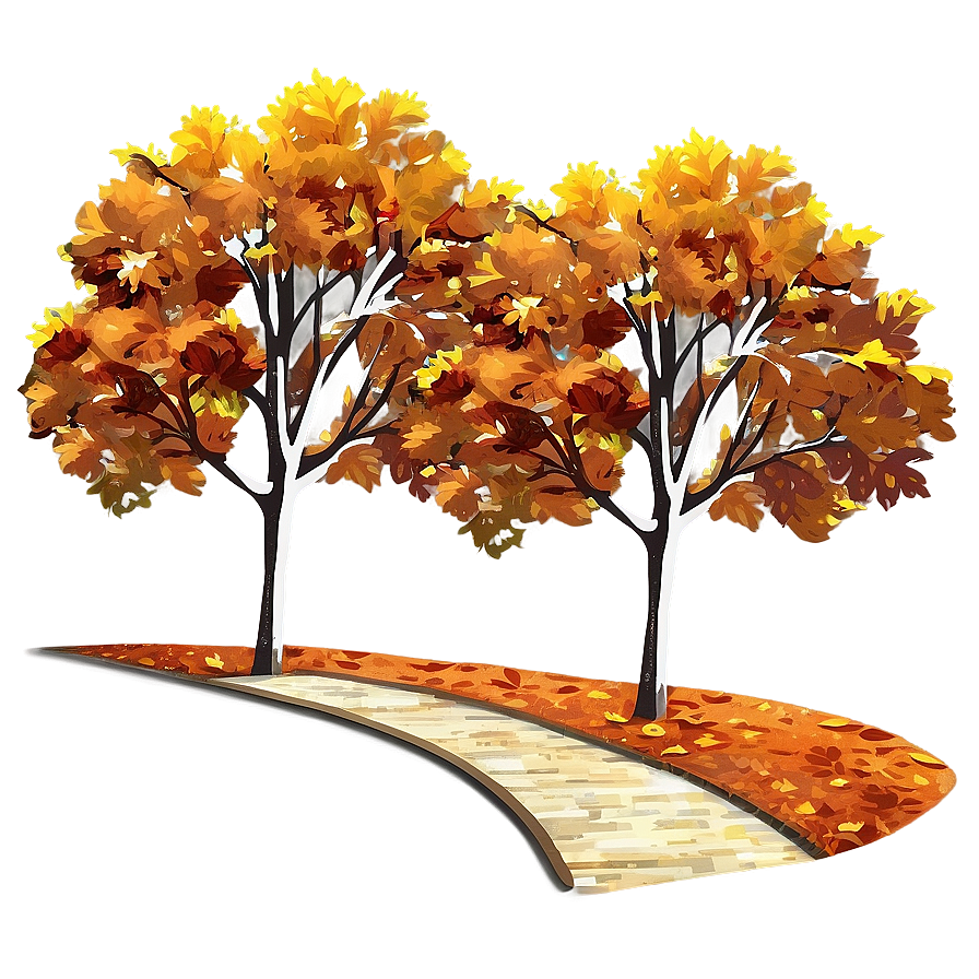 Fall Trees And Footpath Png Uil PNG Image