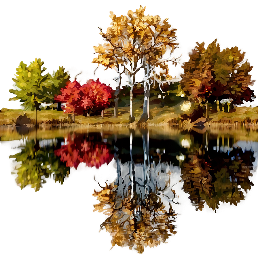 Fall Trees Reflection In Water Png Ekq PNG Image