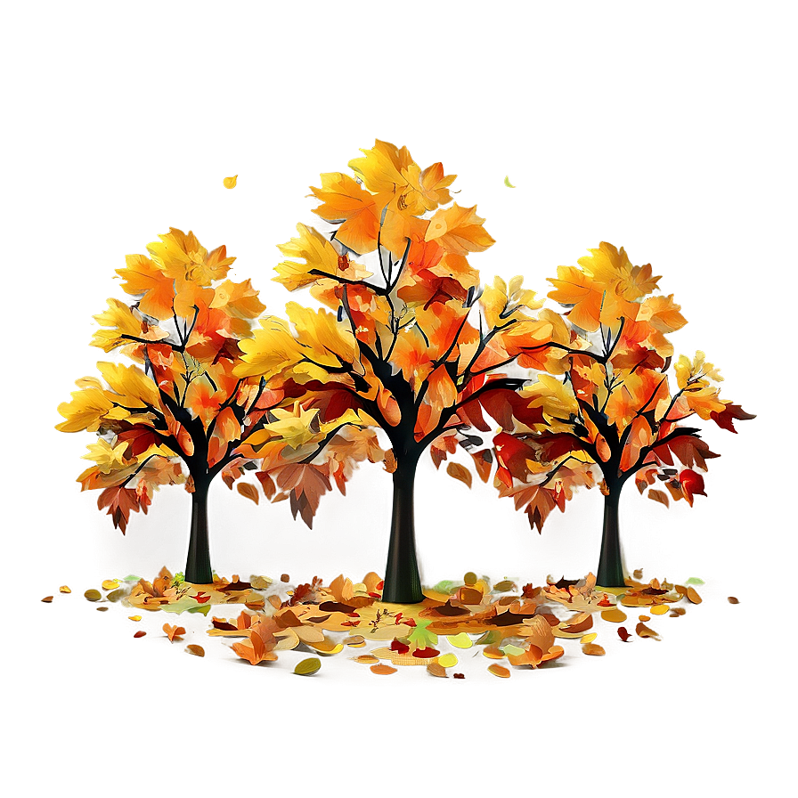 Fall Trees With Falling Leaves Png Quy PNG Image