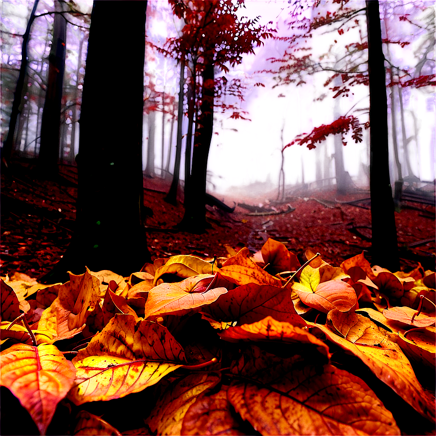 Fallen Leaves In Misty Forest Png 88 PNG Image