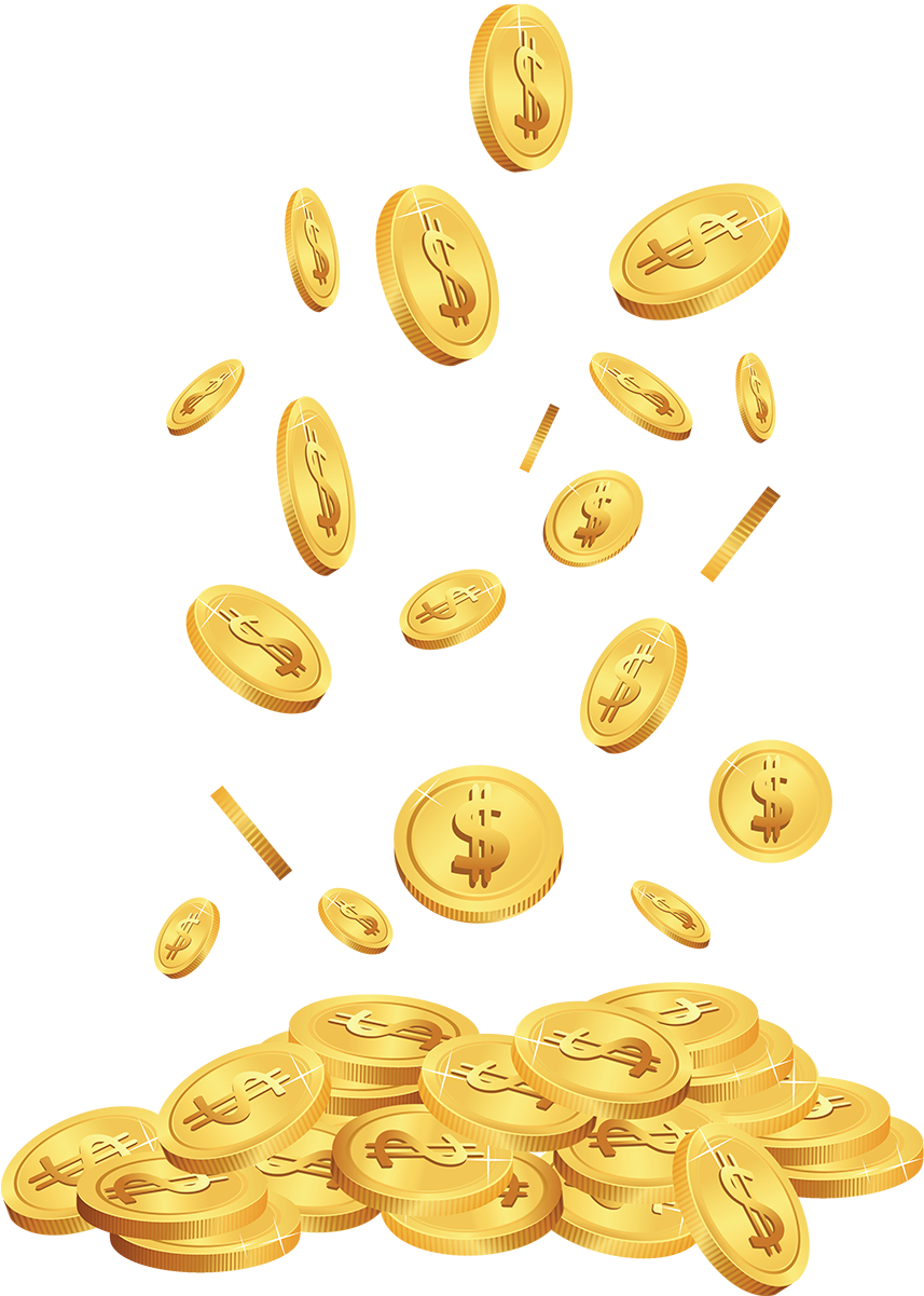 Falling Gold Coins Illustration PNG Image