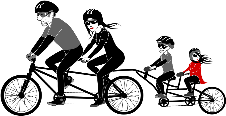 Family Bicycle Ride Illustration PNG Image