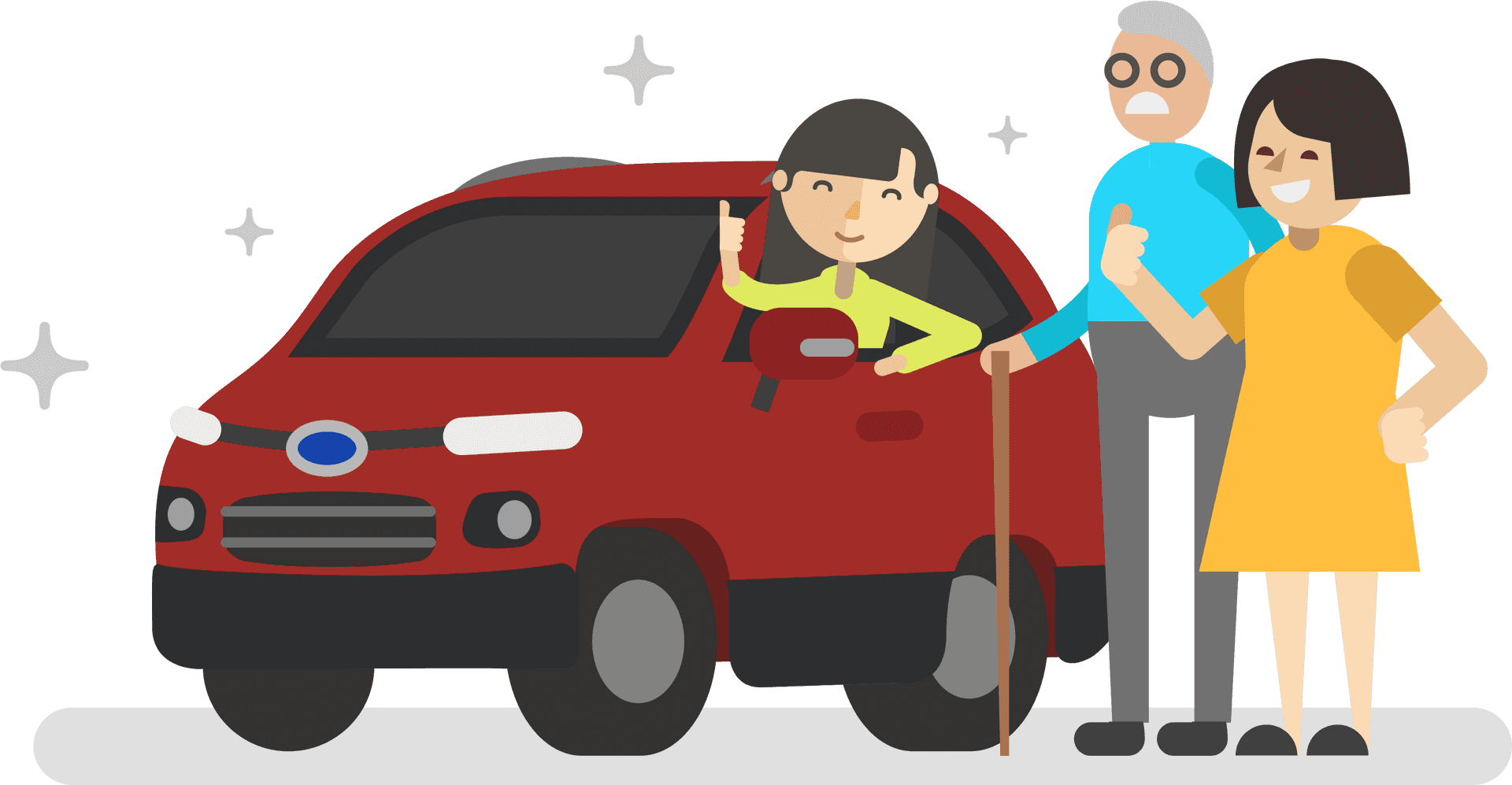 Family Car Trip Illustration PNG Image