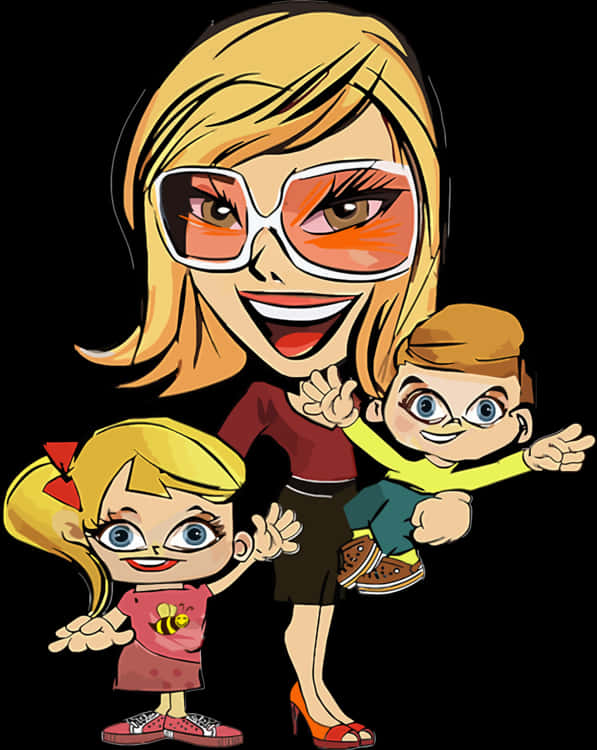 Family Caricature Cartoon PNG Image