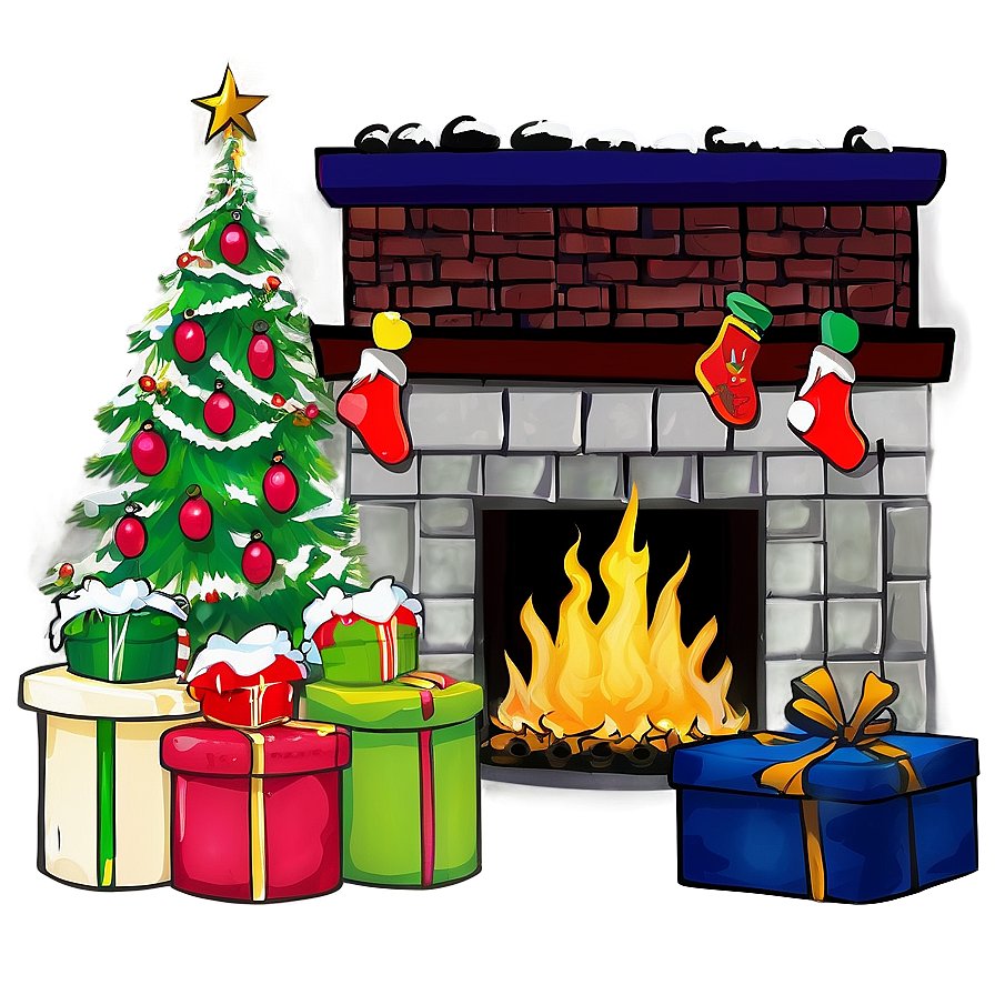 Family Christmas Fireplace Gathering Png 06262024 PNG Image