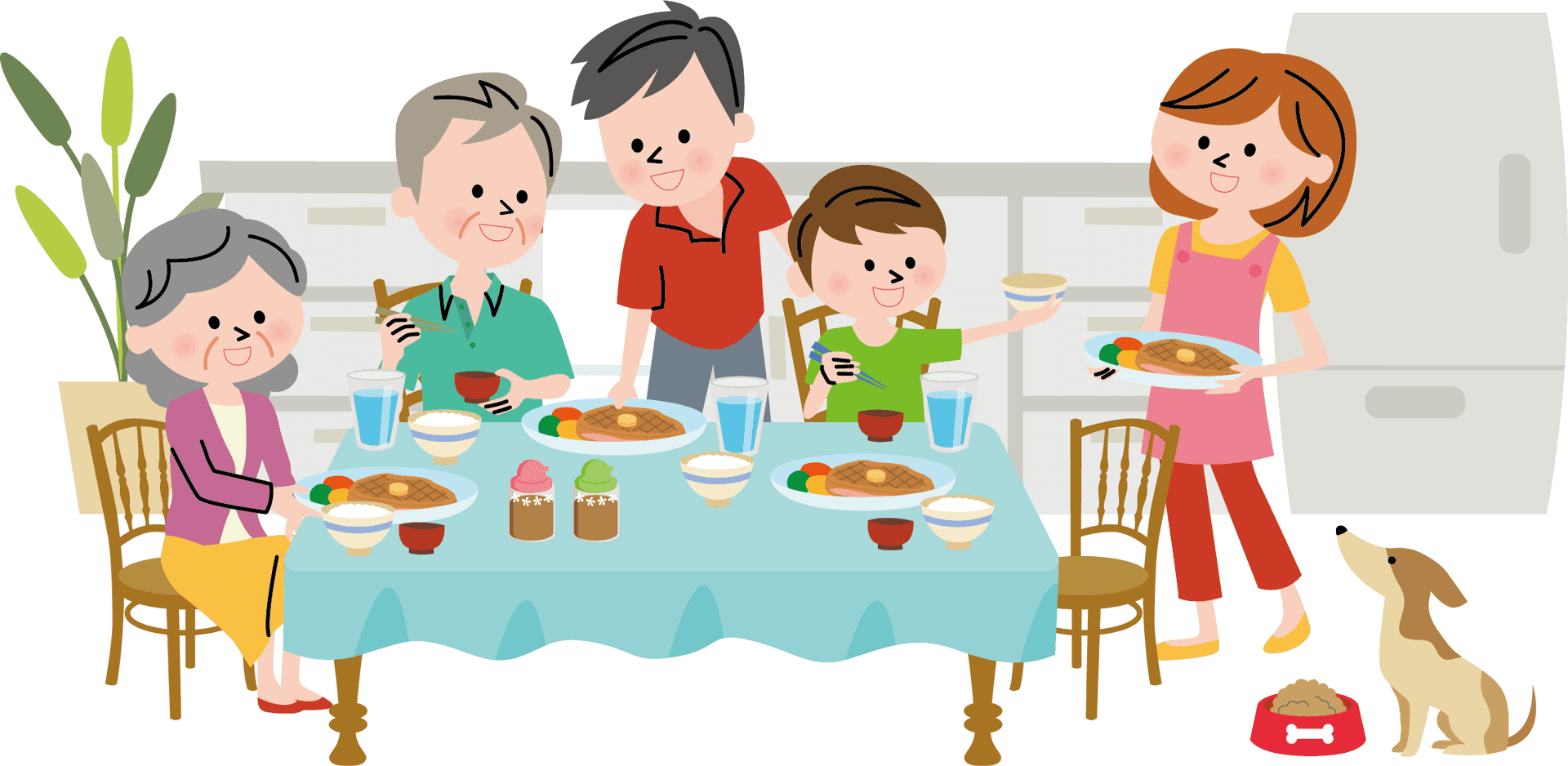 Family Dinner Time Cartoon PNG Image