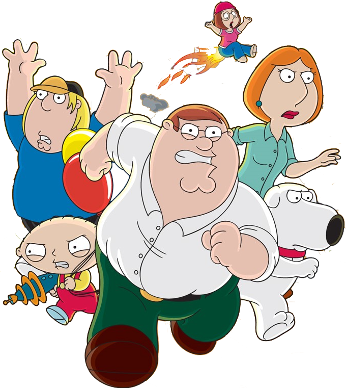 Family Guy Characters Running PNG Image