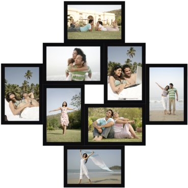 Family Moments Collage Wood Frame PNG Image