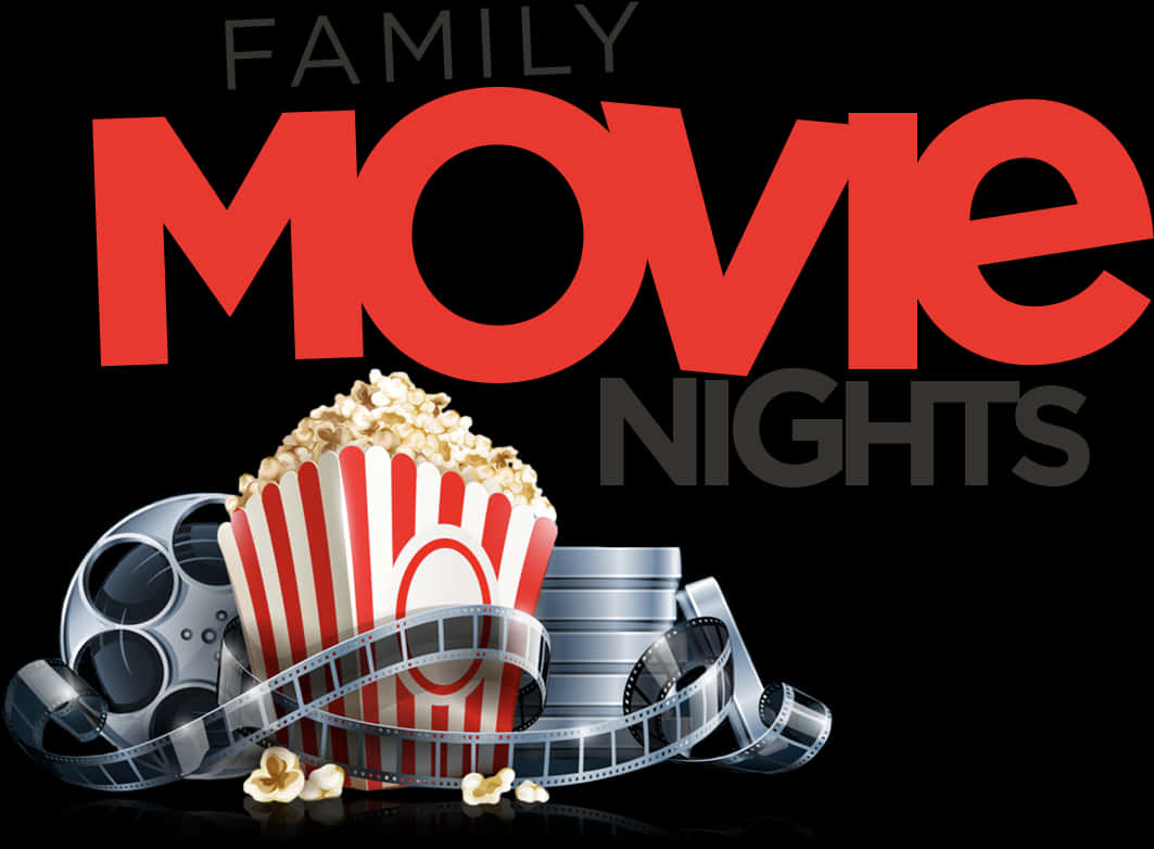 Family Movie Nights Popcorn Clipart PNG Image