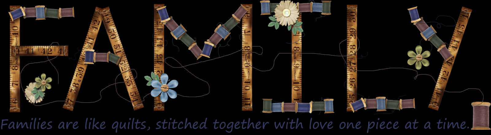 Family Quilt Inspirational Quote PNG Image