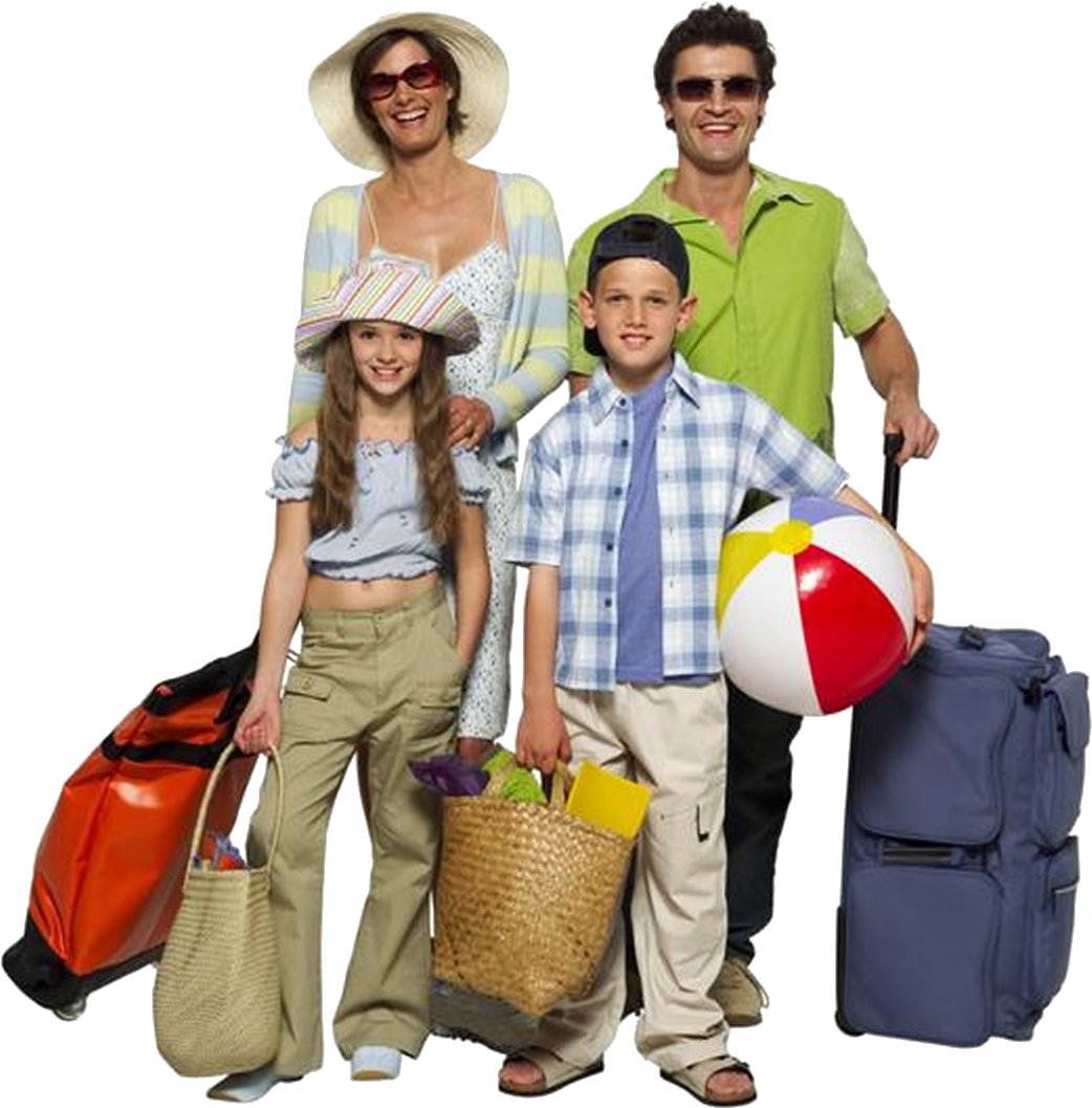 Family Ready For Beach Vacation PNG Image