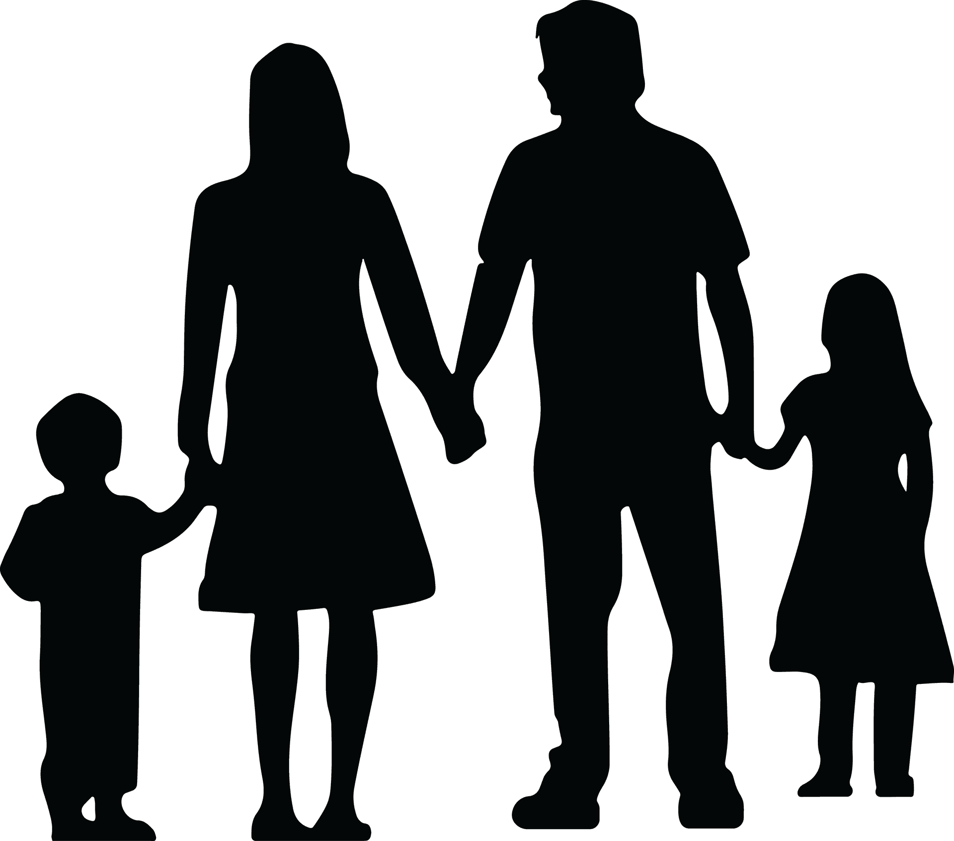 Family Silhouette Walking Together.png PNG Image