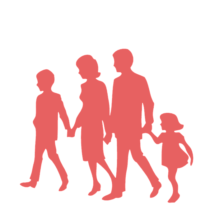 Family Silhouette Walking Together PNG Image