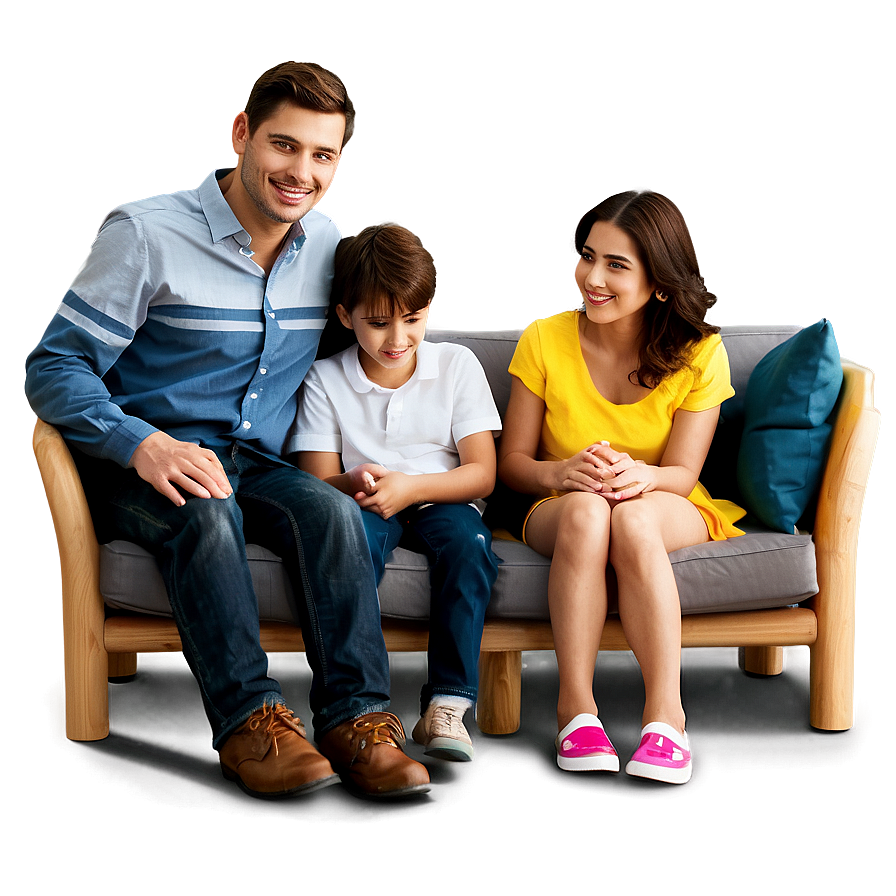 Family Sitting On Sofa Png Ihx74 PNG Image