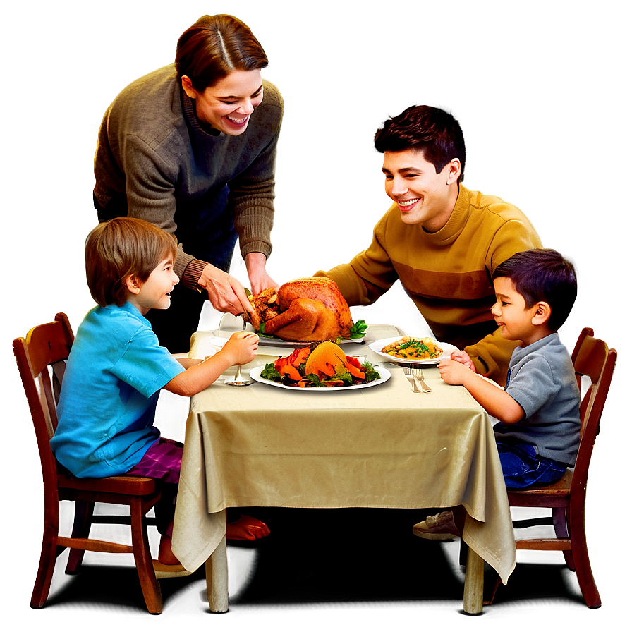 Family Thanksgiving Dinner Png Kmh91 PNG Image