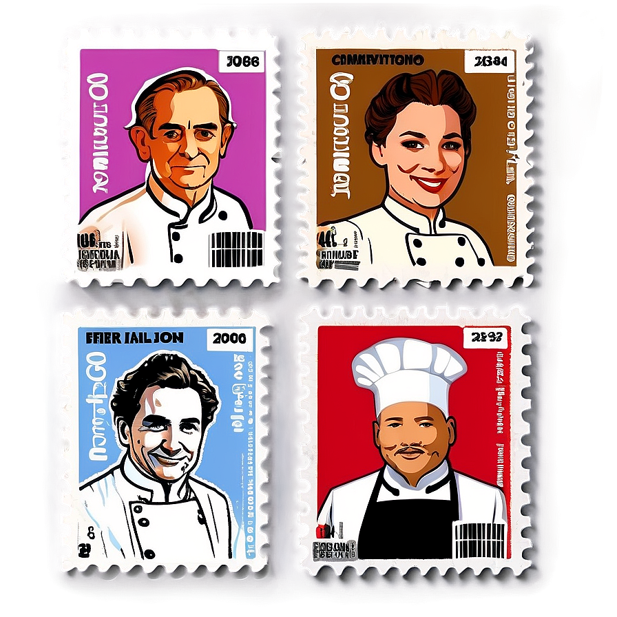 Famous Chefs Postage Stamp Png 06122024 PNG Image