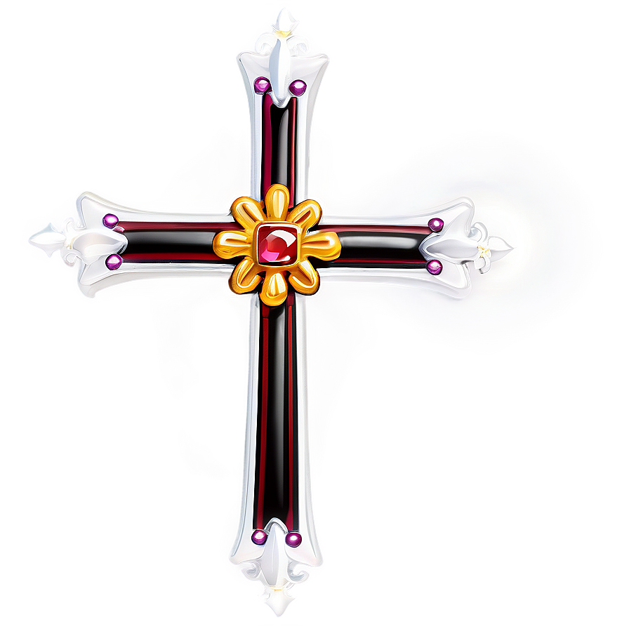 Fancy Cross With Gems Png Gpl PNG Image