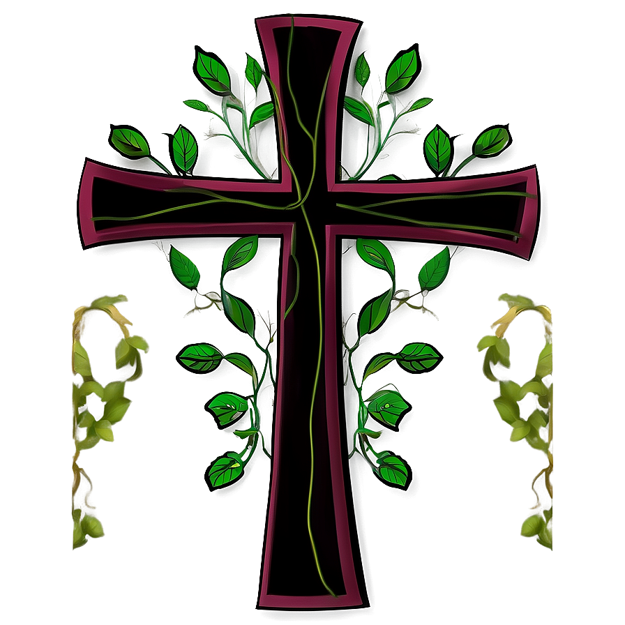 Fancy Cross With Vines Png 06292024 PNG Image