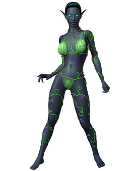 Fantasy_ Alien_ Female_ Glowing_ Markings PNG Image