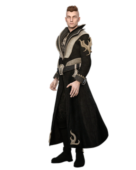 Fantasy Characterin Black Coat PNG Image