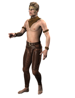 Fantasy Characterin Brown Outfit PNG Image