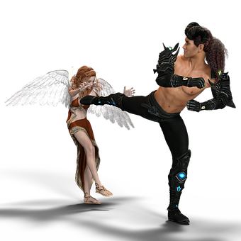 Fantasy Characters Facing Off PNG Image