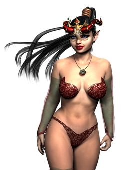 Fantasy Demoness Portrait PNG Image