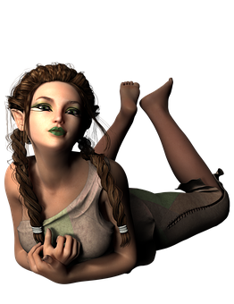 Fantasy_ Elf_ Girl_ Relaxing PNG Image