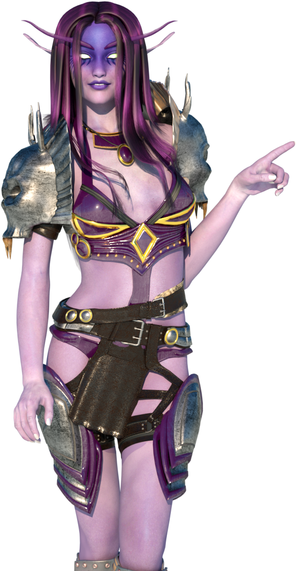 Fantasy_ Elf_ Warrior_ Pointing PNG Image