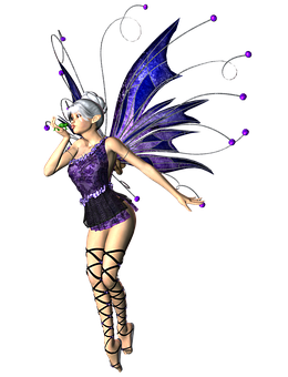 Fantasy Fairyin Purple Dress PNG Image