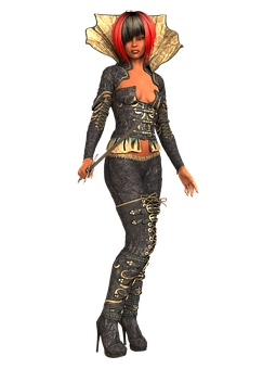 Fantasy Female Characterin Elaborate Outfit PNG Image