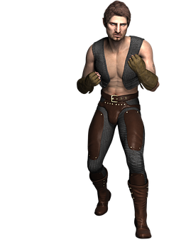 Fantasy Game Fighter Character PNG Image