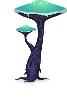 Fantasy Glowing Mushrooms PNG Image