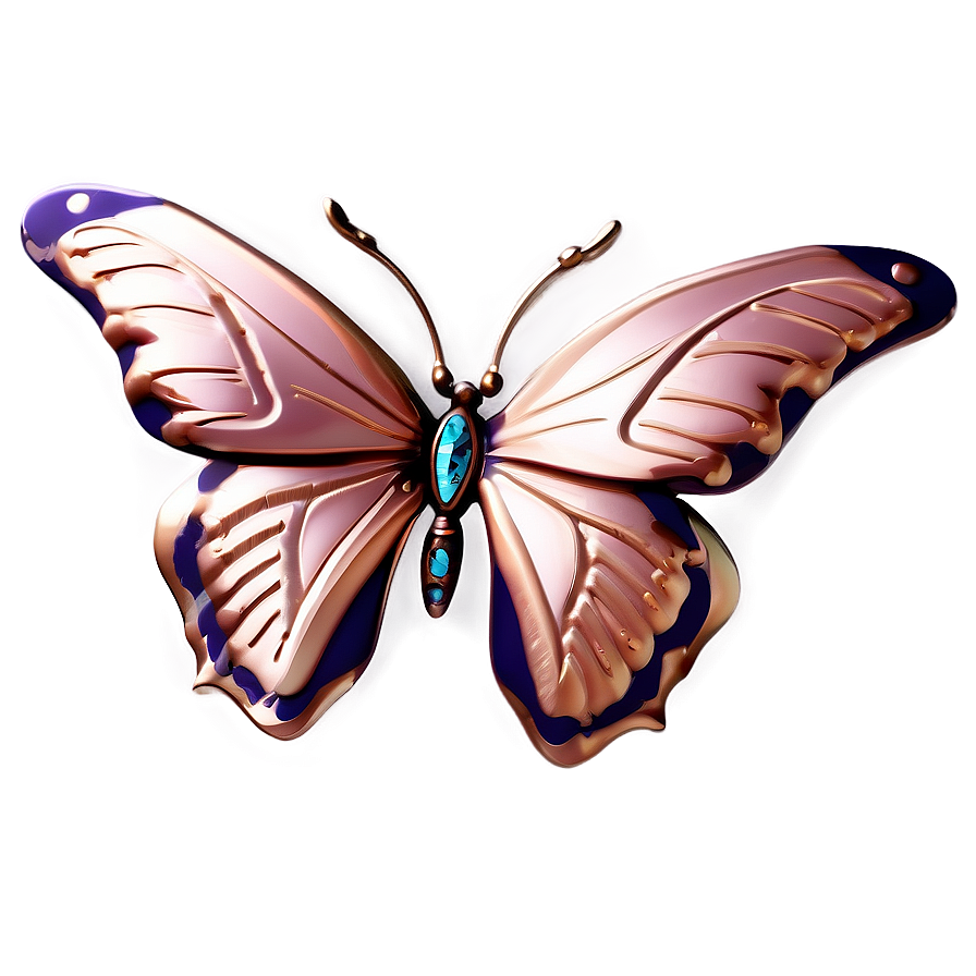 Fantasy Rose Gold Butterfly Png Adq PNG Image