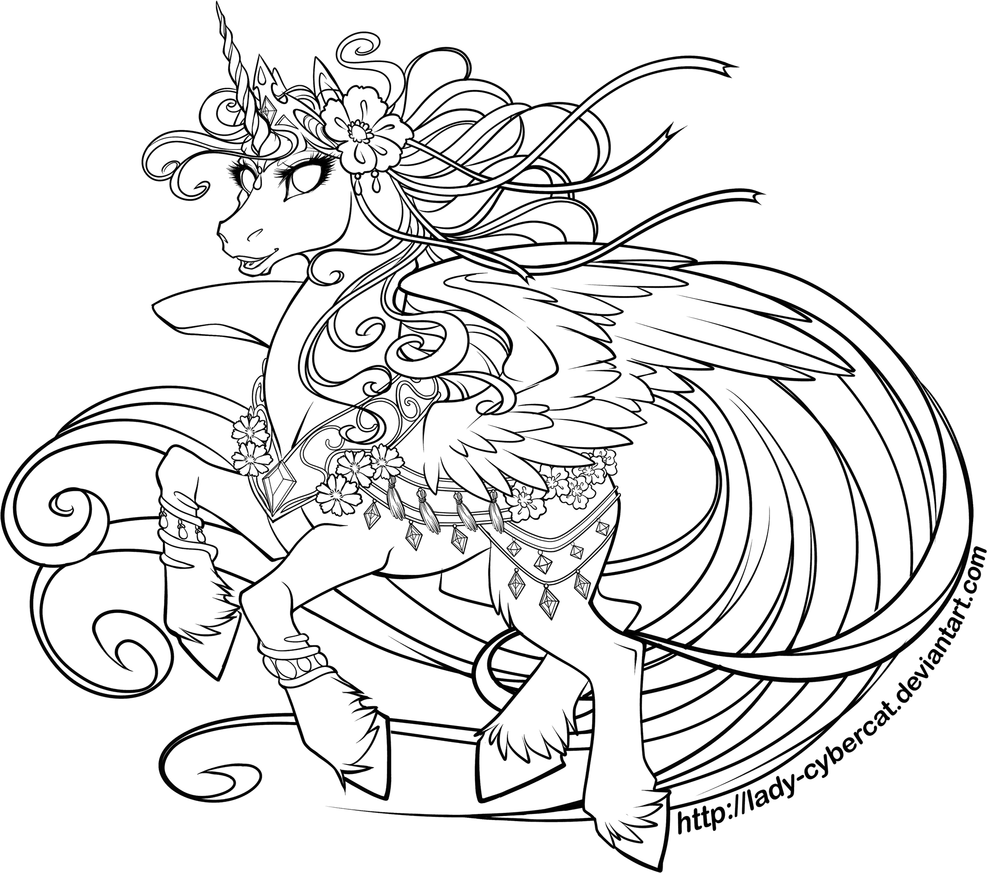 Fantasy Unicorn Lineart PNG Image